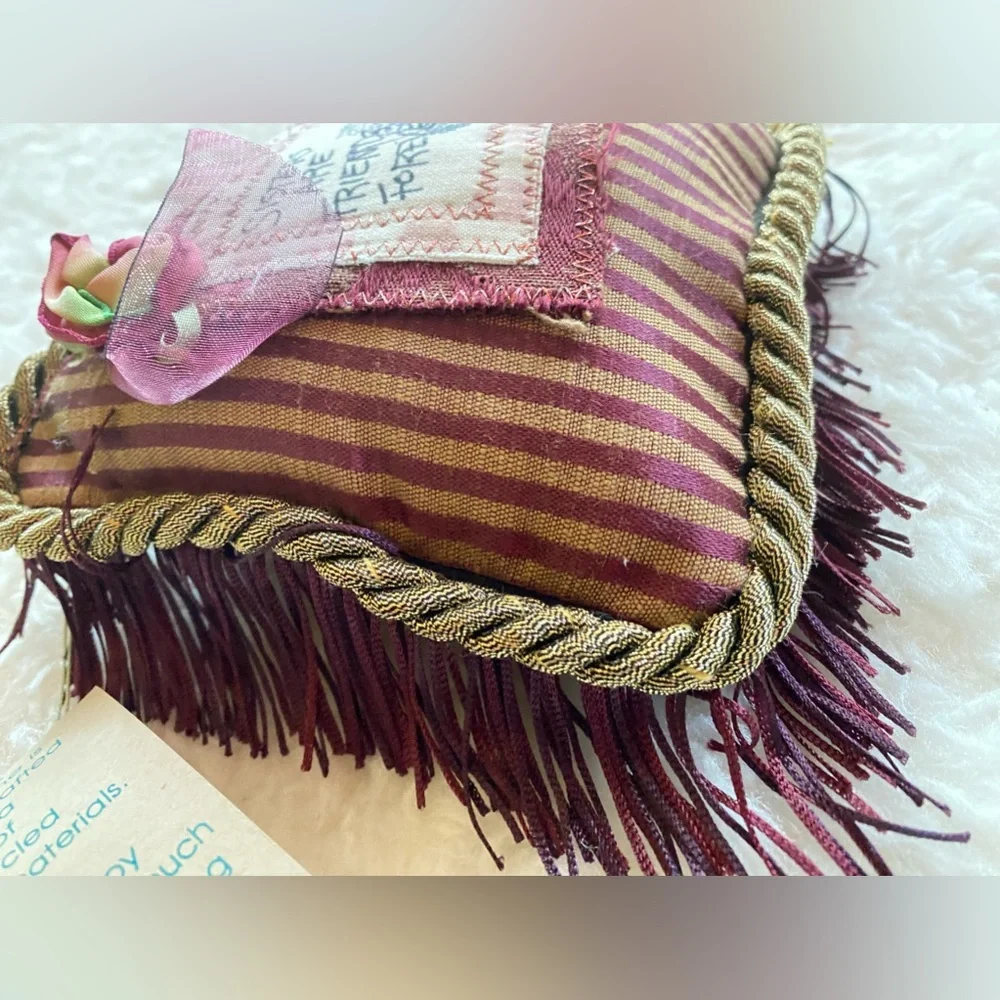 Sisters are friends forever Mini Pillow handmade with Fringe by Krasner Studio